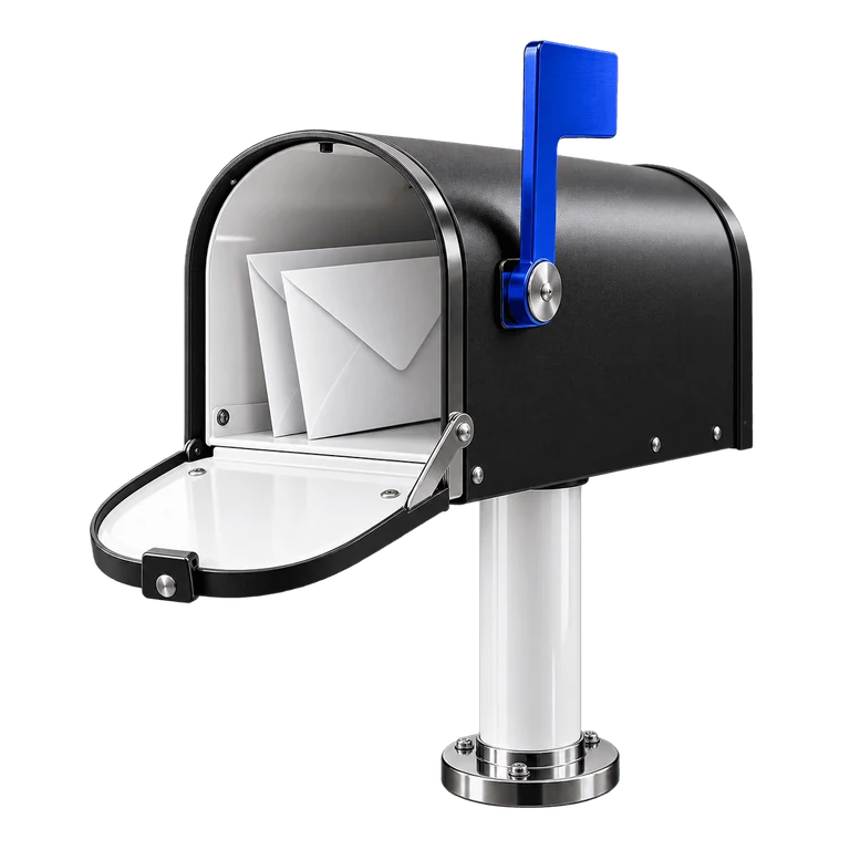 An open mailbox with a letter